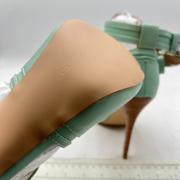 XYD Aquamarine Peep Toe Ankle Booties Dual Buckled Straps Stiletto Heels Sandal - Picture 6 of 8